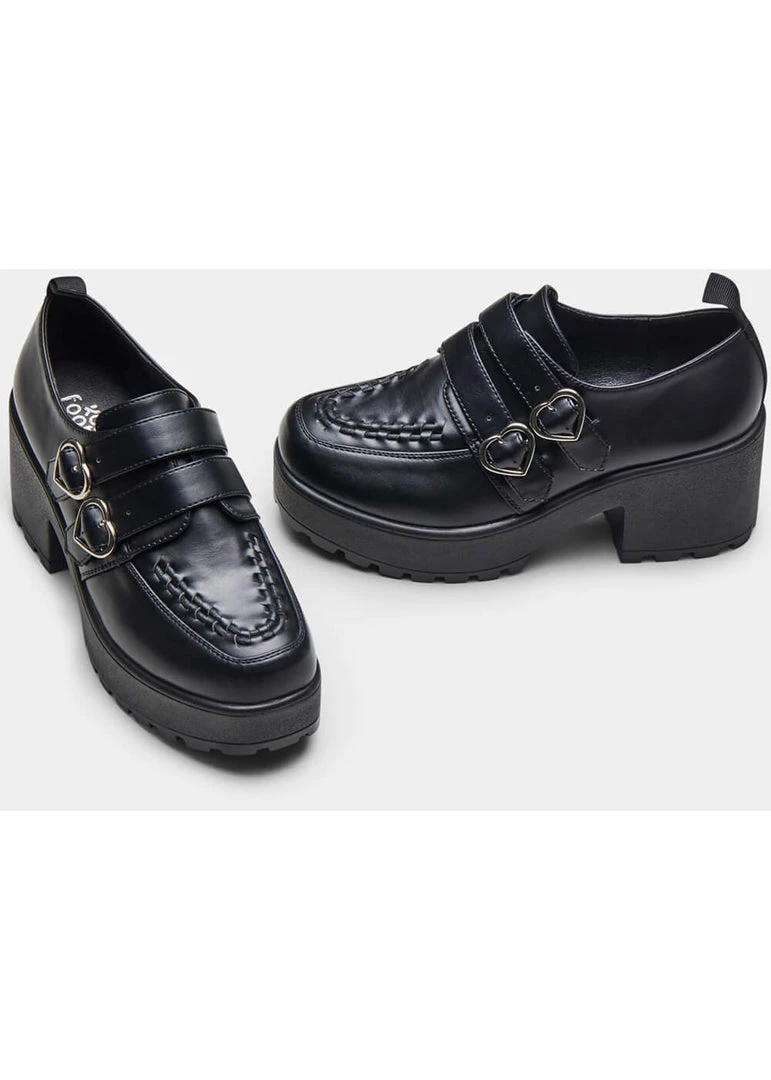Koi Footwear Oxford Heart Platform Shoes Black