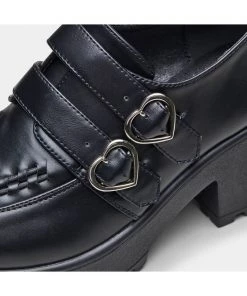 Koi Footwear Oxford Heart Platform Shoes Black