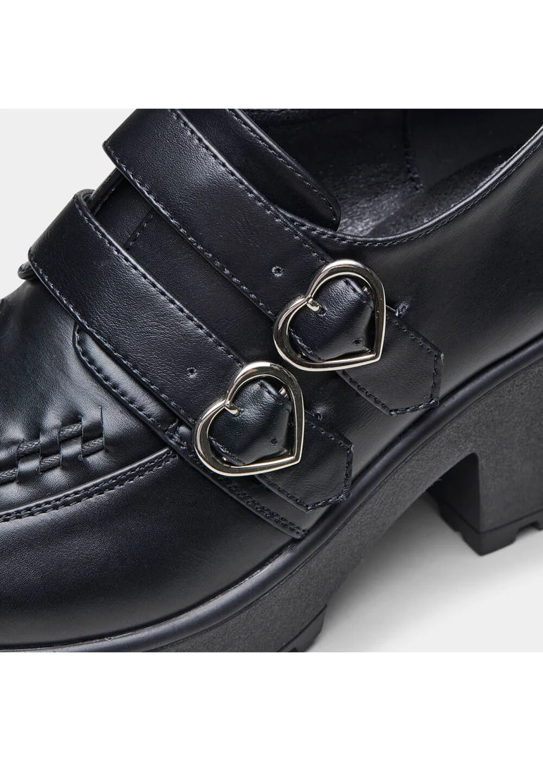 Koi Footwear Oxford Heart Platform Shoes Black