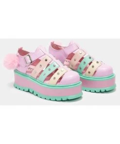 Koi Footwear Nyoka Kawaii Sandals Pastel Rainbow New In
