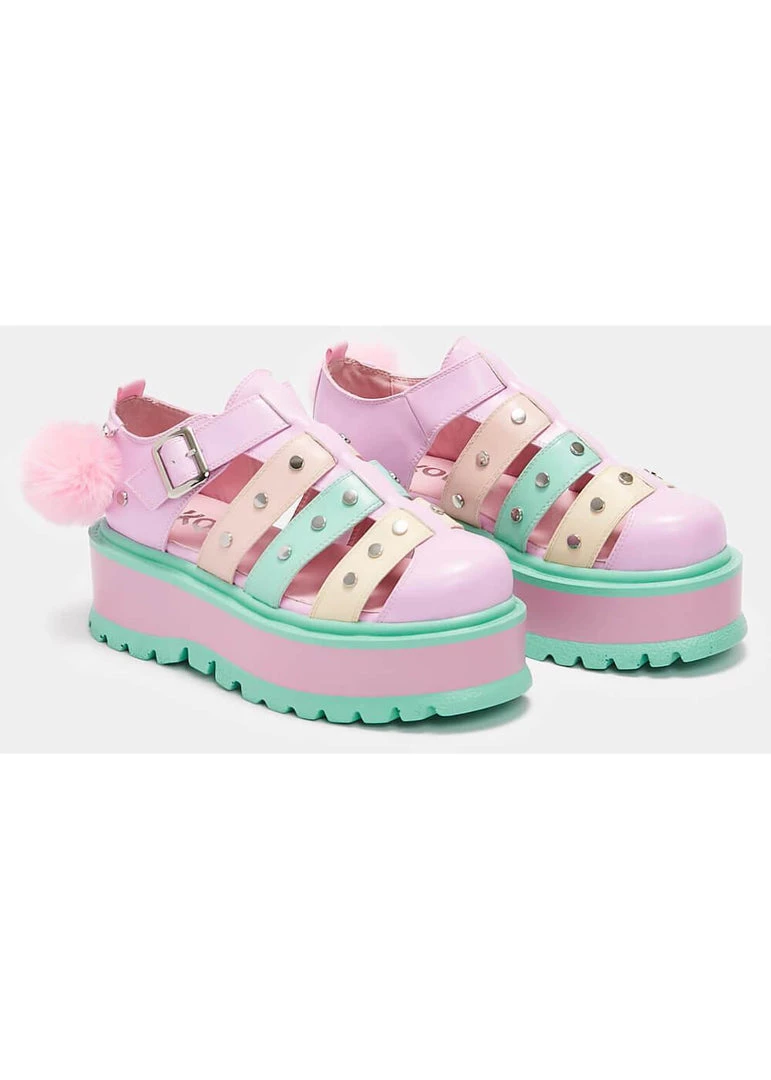 Koi Footwear Nyoka Kawaii Sandals Pastel Rainbow New In