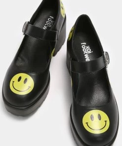 Koi Footwear Smiley Mary Janes Heels Black