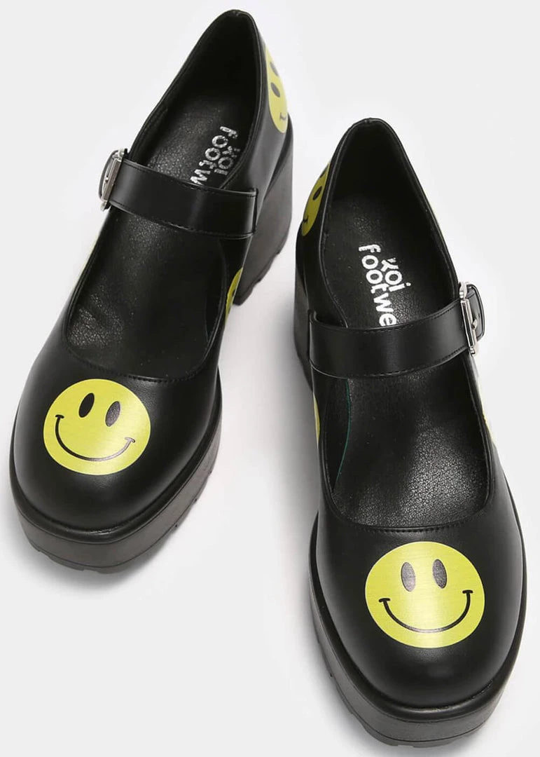 Koi Footwear Smiley Mary Janes Heels Black