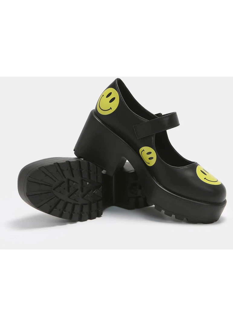 Koi Footwear Smiley Mary Janes Heels Black