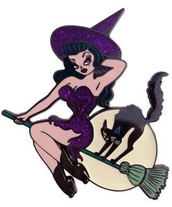 New In Kreepsville Hex Kitten XL Enamel Pin Black