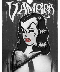 New In Kreepsville Vampira Face XL Enamel Pin Silver