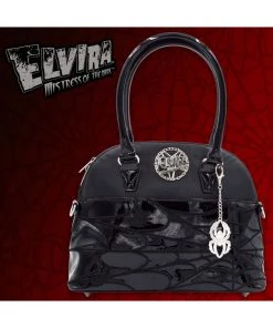 New In Kreepsville Elvira Macabre Mobile Web Handbag Black