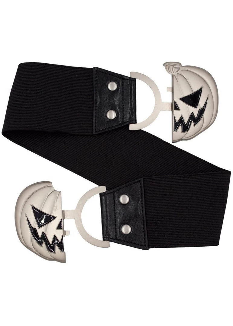 Kreepsville Trick Or Treat Pumpkin Elastic Belt Black New In