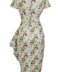Lady Vintage Elsie Cute Panda 50's Pencil Dress New In