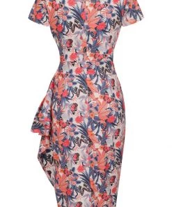 Lady Vintage Elsie Summer Scenes 50's Pencil Dress New In