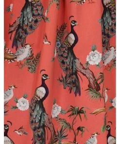 Lady Vintage Dirdle Birds Of A Feather 50's Swing Dress Coral New In