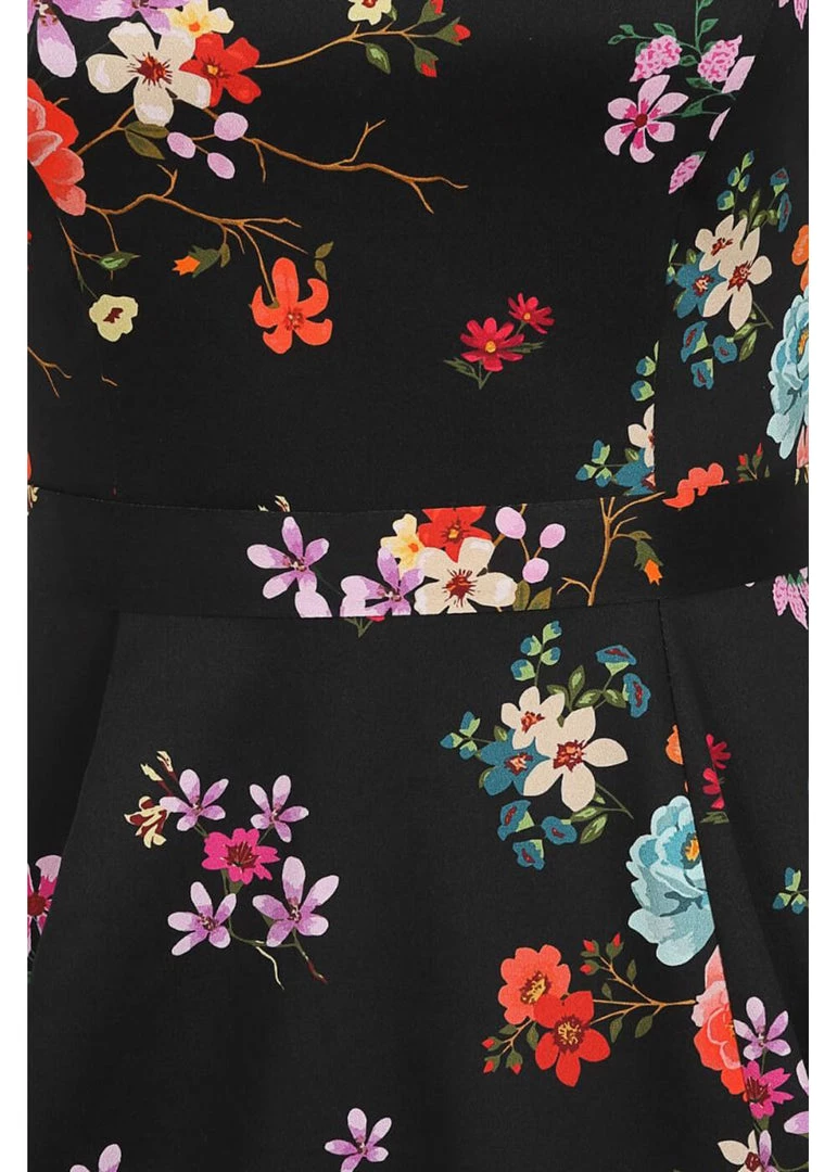 Lady Vintage Hepburn Ditsy Floral 50's Swing Dress Black