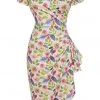 Lady Vintage Elsie Pink Poppy 50's Pencil Dress White