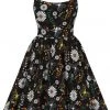 Lady Vintage Halliday Ditsy Daisy 50's Swing Dress Black