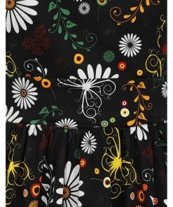 Lady Vintage Halliday Ditsy Daisy 50's Swing Dress Black