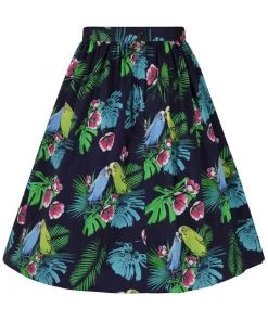 Lady Vintage Love Birds 50's Swing Skirt Black New In