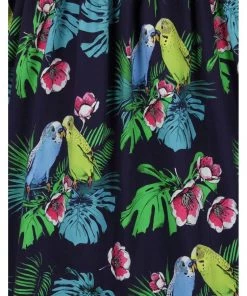 Lady Vintage Love Birds 50's Swing Skirt Black New In