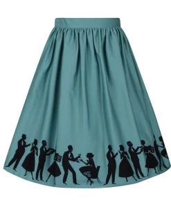 New In Lady Vintage Party 50's Swing Skirt Teal