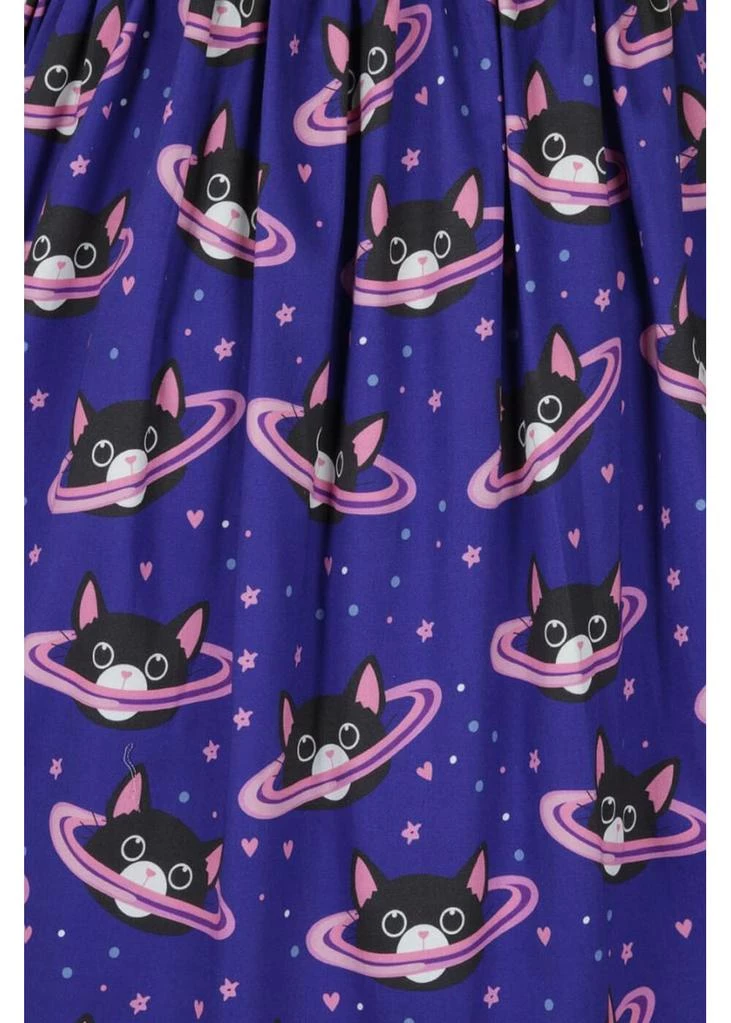 Lady Vintage Space Cats 50's Swing Skirt Blue