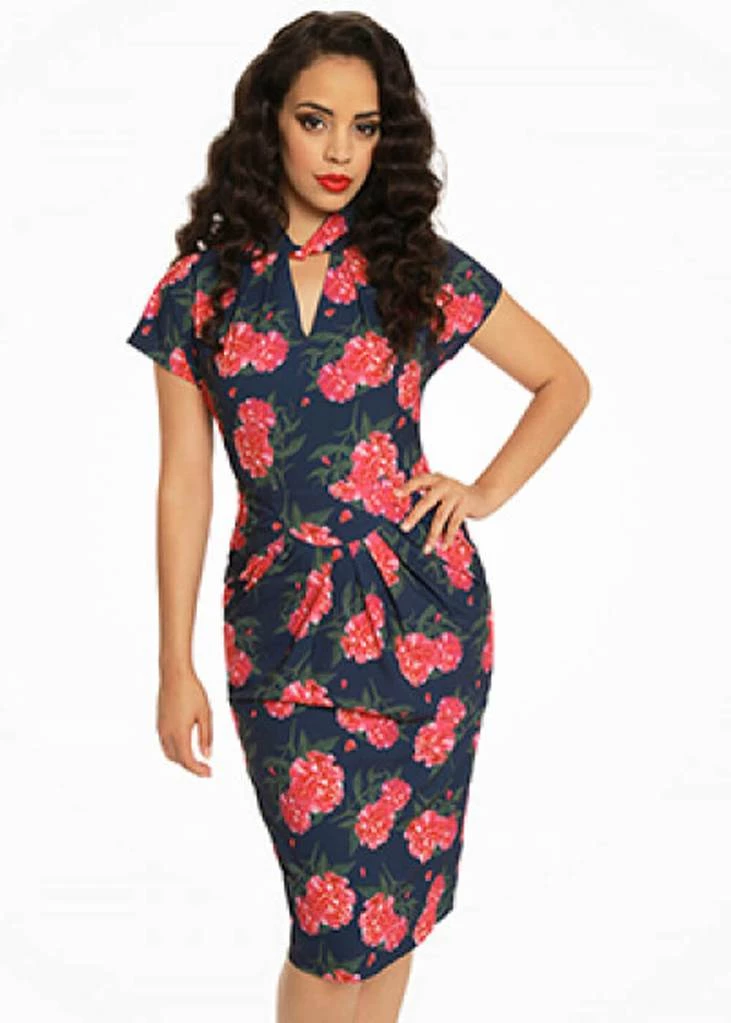 Lindy Bop Emma Camellias 40's Pencil Dress
