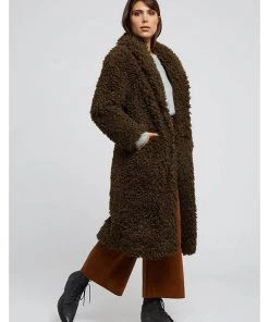 New In Louche Treerise Hair 70's Coat Khaki