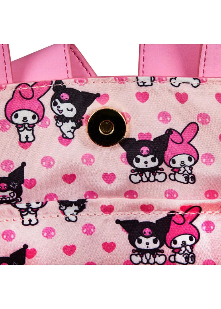 New In Loungefly Sanrio Hello Kitty My Melody & Kuromi Crossbody Bag Multi