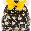 New In Loungefly Disney Minnie Mouse Daisies Backpack Black