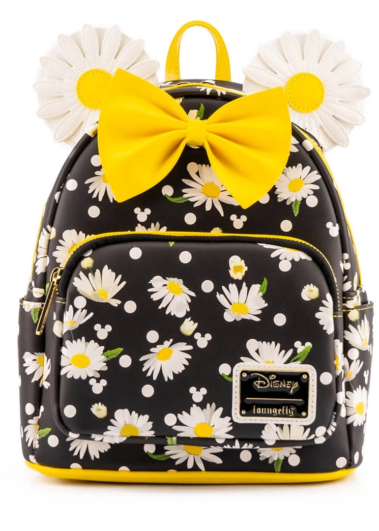 New In Loungefly Disney Minnie Mouse Daisies Backpack Black