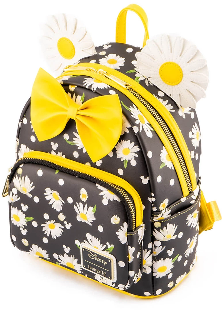 New In Loungefly Disney Minnie Mouse Daisies Backpack Black