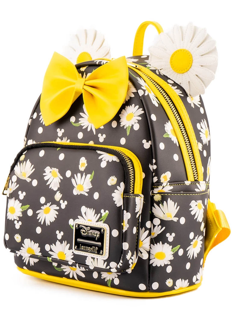 New In Loungefly Disney Minnie Mouse Daisies Backpack Black