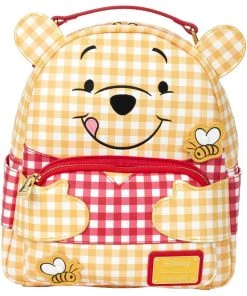 New In Loungefly Disney Winnie The Pooh Gingham Backpack Red