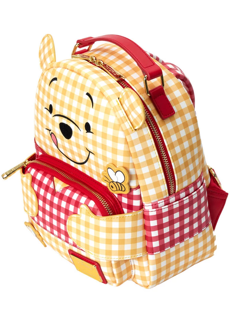 New In Loungefly Disney Winnie The Pooh Gingham Backpack Red