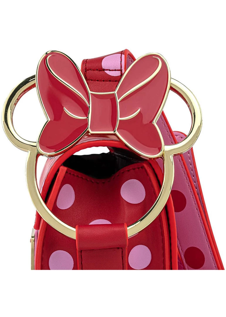 Loungefly Disney Minnie Mouse Polkadot Bow Strap Shoulderbag Pink New In