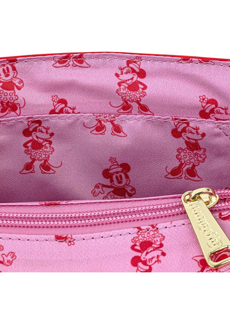 Loungefly Disney Minnie Mouse Polkadot Bow Strap Shoulderbag Pink New In
