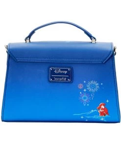 New In Loungefly Disney Little Mermaid Ariel Glow Fireworks Crossbody Bag Blue