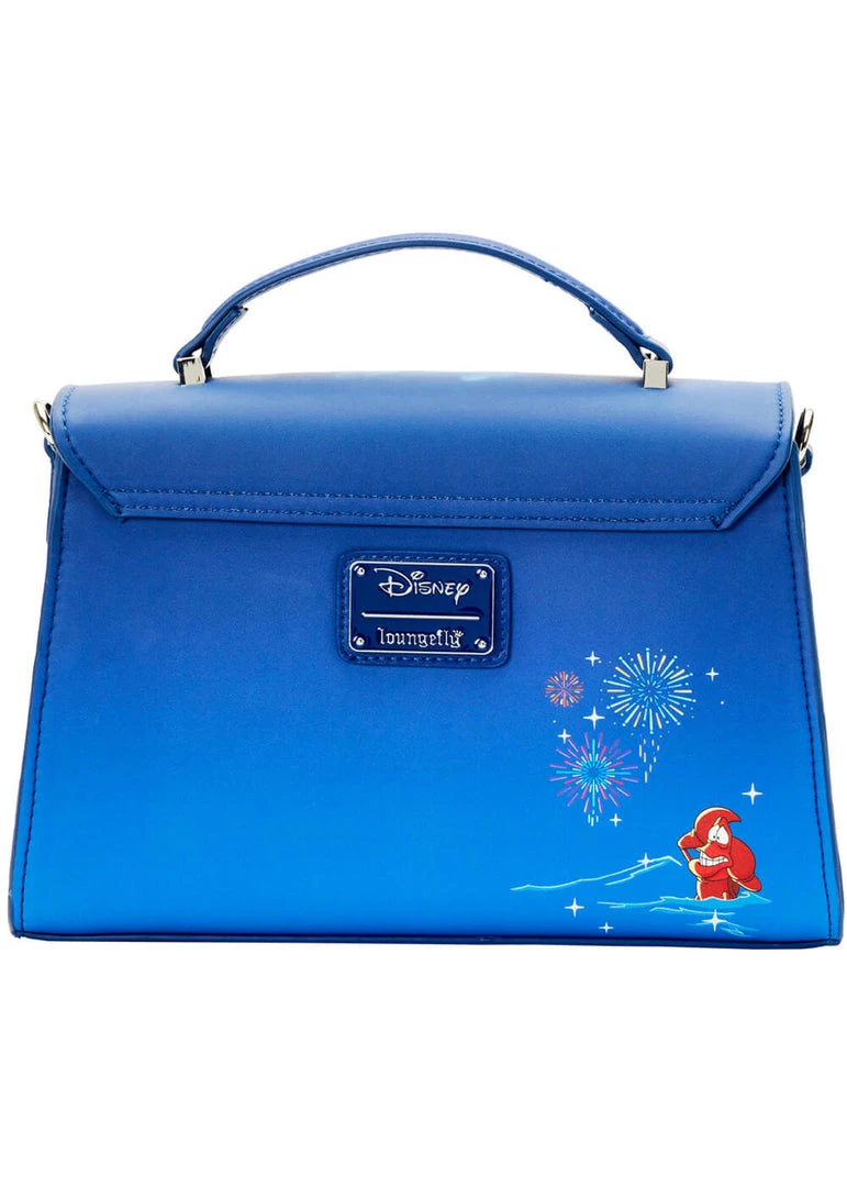 New In Loungefly Disney Little Mermaid Ariel Glow Fireworks Crossbody Bag Blue