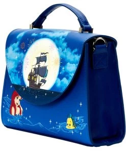 New In Loungefly Disney Little Mermaid Ariel Glow Fireworks Crossbody Bag Blue