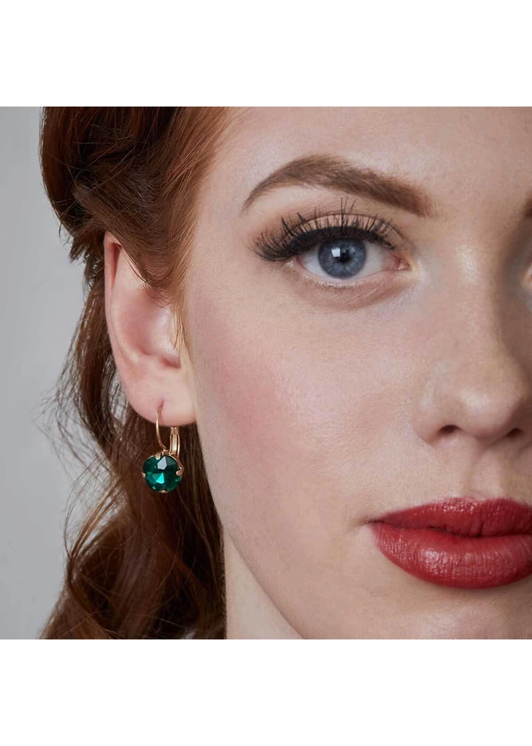 Love Vintage Crystal Cushion Cut 50's Earrings Green