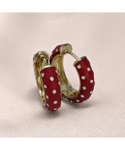 New In Love Vintage Polkadot Hoop 50's Earrings Red