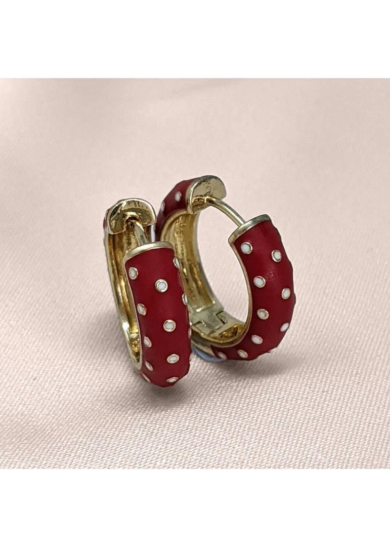 New In Love Vintage Polkadot Hoop 50's Earrings Red