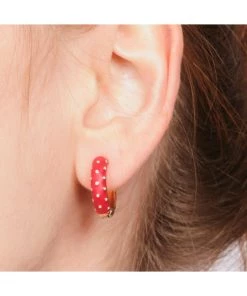 New In Love Vintage Polkadot Hoop 50's Earrings Red