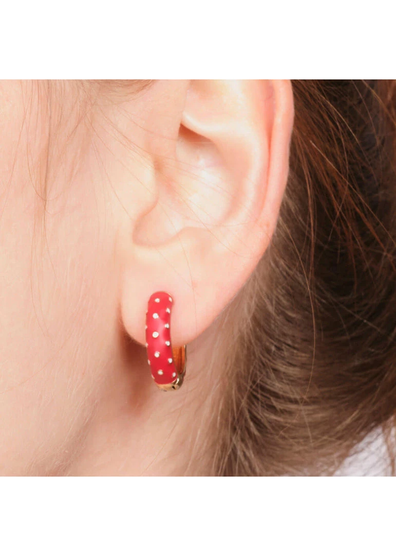New In Love Vintage Polkadot Hoop 50's Earrings Red