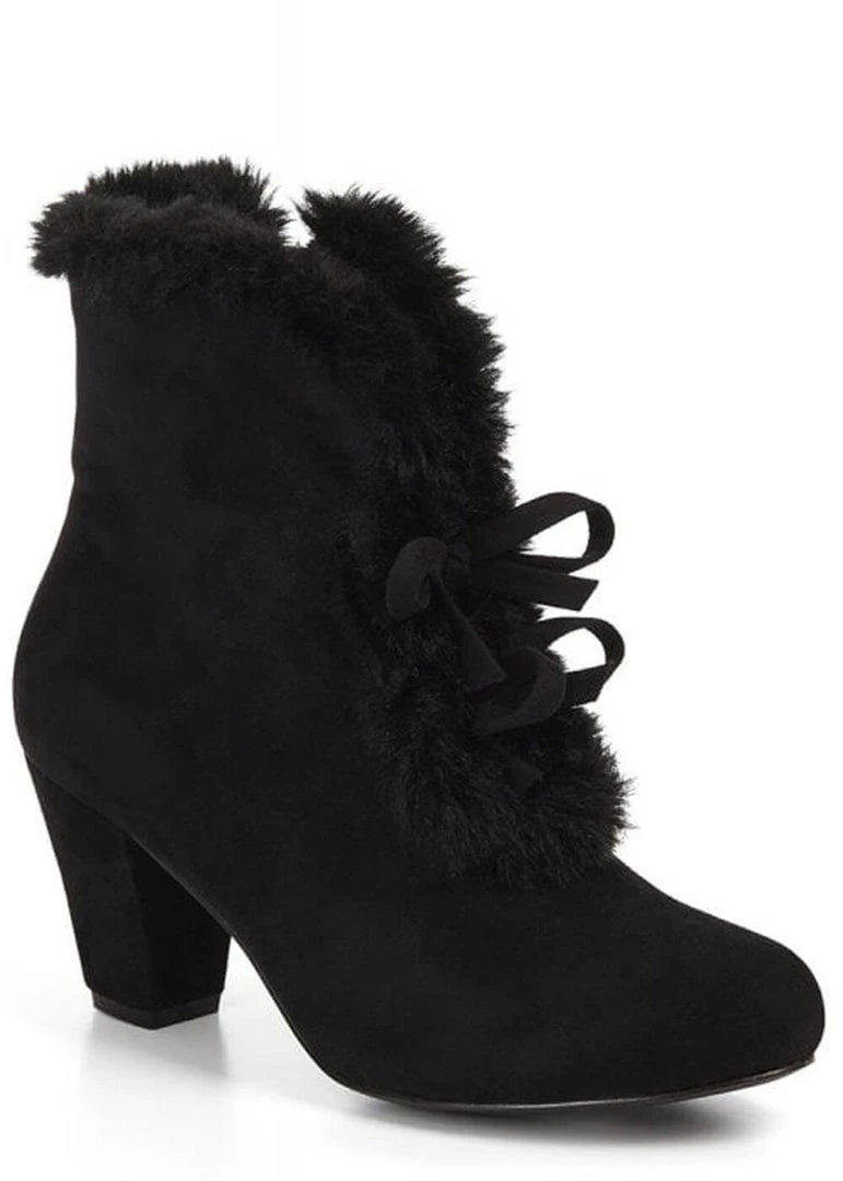 Lulu Hun Tatiana Faux-Fur 40's Booties Black New In