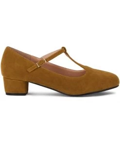 Lulu Hun Chrissie 40's Block Heel Pumps Mustard New In
