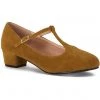 Lulu Hun Chrissie 40's Block Heel Pumps Mustard New In