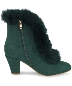 New In Lulu Hun Tatiana Faux-Fur 40's Boots Dark Green