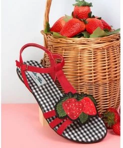 New In Lulu Hun Lottie Strawberry 50's Sandals Red
