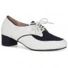 Lulu Hun Lalie Block Heel 60's Pumps White Navy New In