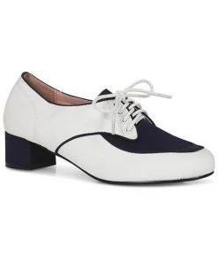 Lulu Hun Lalie Block Heel 60's Pumps White Navy New In