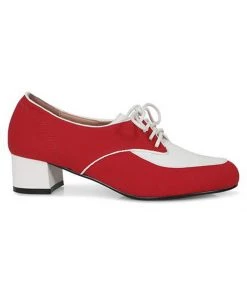 New In Lulu Hun Lalie Block Heel 60's Pumps Red